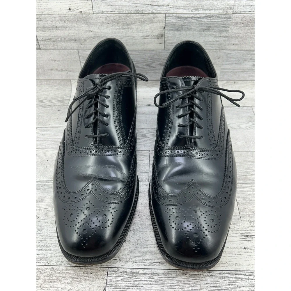 Florsheim Mens Black Leather Wingtip Brogue Oxford Dress Shoes 11‎ D 17066-01